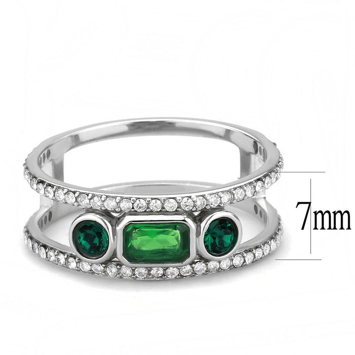 LOVCIA Stainless Steel Ring with Emerald-Toned Synthetic Glass Stone, High Polished Finish - Buy stylish Rings for women - Shop latest Ring design - Trendy Rings - Unique fashion Rings - Find the perfect Ring