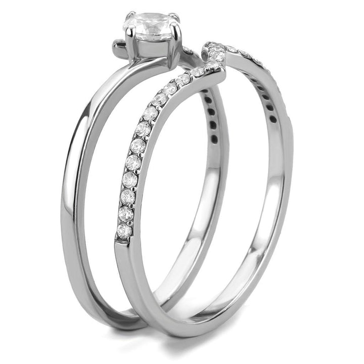 LOVCIA Stainless Steel Ring with Clear AAA Grade CZ, High Polish Finish - Buy stylish Rings for women - Shop latest Ring design - Trendy Rings - Unique fashion Rings - Find the perfect Ring