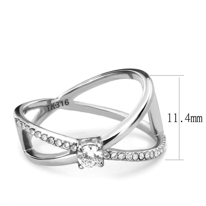 LOVCIA Stainless Steel Ring with Clear AAA Grade CZ, High Polished Finish - Buy stylish Rings for women - Shop latest Ring design - Trendy Rings - Unique fashion Rings - Find the perfect Ring