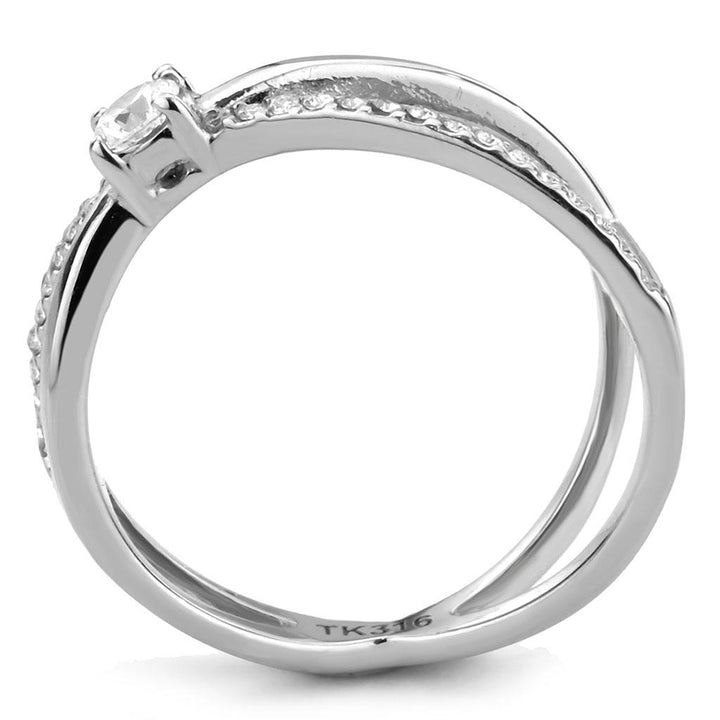 LOVCIA Stainless Steel Ring with Clear AAA Grade CZ, High Polished Finish - Buy stylish Rings for women - Shop latest Ring design - Trendy Rings - Unique fashion Rings - Find the perfect Ring