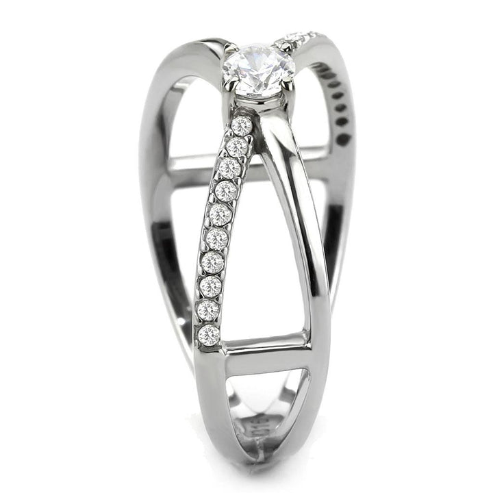 LOVCIA Stainless Steel Ring with Clear AAA Grade CZ, High Polished Finish - Buy stylish Rings for women - Shop latest Ring design - Trendy Rings - Unique fashion Rings - Find the perfect Ring