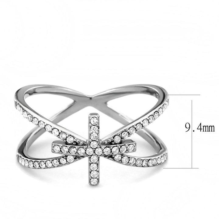 LOVCIA High Shine Stainless Steel Ring with Clear AAA Grade Cubic Zirconia - Buy stylish Rings for women - Shop latest Ring design - Trendy Rings - Unique fashion Rings - Find the perfect Ring