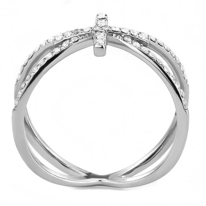 LOVCIA High Shine Stainless Steel Ring with Clear AAA Grade Cubic Zirconia - Buy stylish Rings for women - Shop latest Ring design - Trendy Rings - Unique fashion Rings - Find the perfect Ring