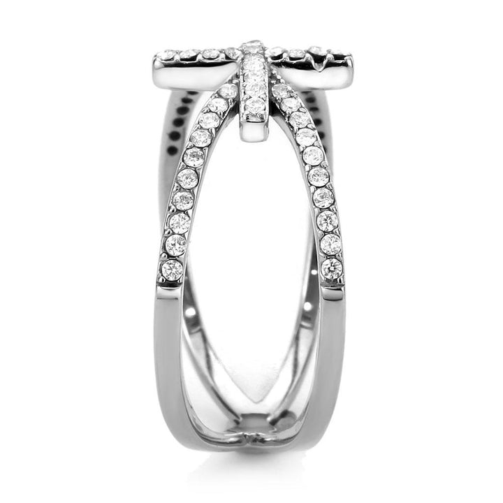 LOVCIA High Shine Stainless Steel Ring with Clear AAA Grade Cubic Zirconia - Buy stylish Rings for women - Shop latest Ring design - Trendy Rings - Unique fashion Rings - Find the perfect Ring