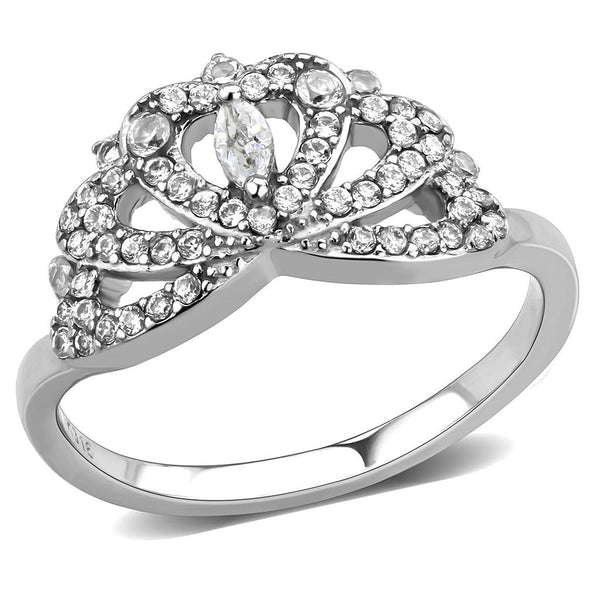 LOVCIA Stainless Steel Clear CZ Ring with High Polish Finish - Buy stylish Rings for women - Shop latest Ring design - Trendy Rings - Unique fashion Rings - Find the perfect Ring