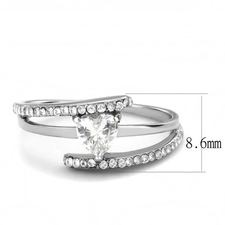 LOVCIA Stainless Steel Ring with Clear AAA Grade CZ Stone, High Polish Finish - Buy stylish Rings for women - Shop latest Ring design - Trendy Rings - Unique fashion Rings - Find the perfect Ring