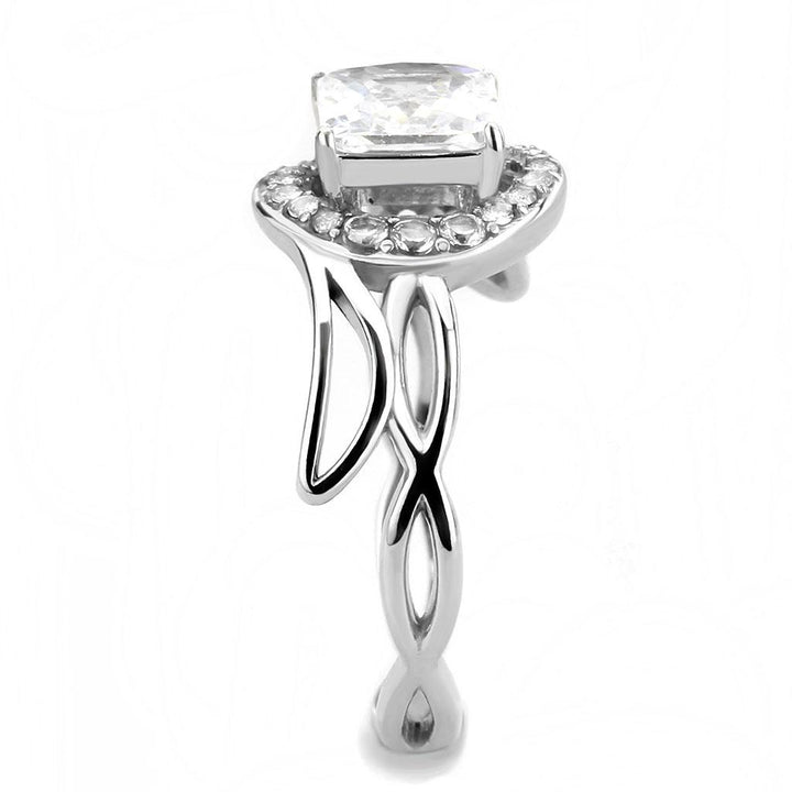 LOVCIA Stainless Steel Ring with High Polish and Clear AAA Grade CZ Stone - Buy stylish Rings for women - Shop latest Ring design - Trendy Rings - Unique fashion Rings - Find the perfect Ring