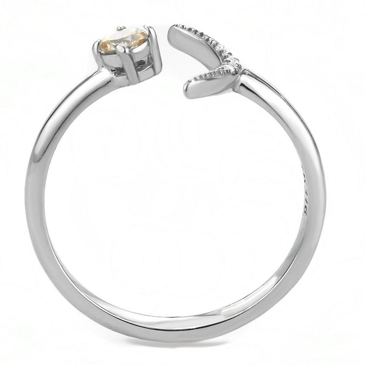 LOVCIA Stainless Steel Ring with Champagne AAA Grade CZ Stone, High Polish Finish - Buy stylish Rings for women - Shop latest Ring design - Trendy Rings - Unique fashion Rings - Find the perfect Ring