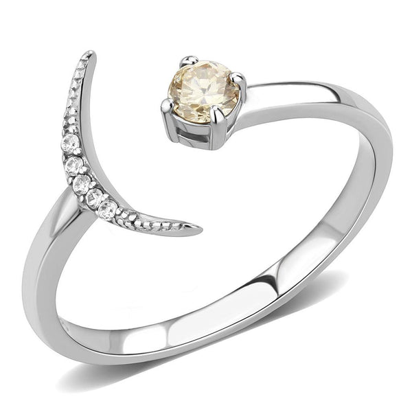 LOVCIA Stainless Steel Ring with Champagne AAA Grade CZ Stone, High Polish Finish - Buy stylish Rings for women - Shop latest Ring design - Trendy Rings - Unique fashion Rings - Find the perfect Ring