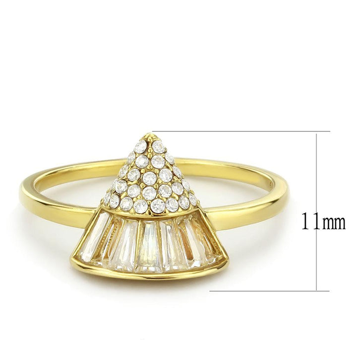 LOVCIA Gold Ion-Plated Stainless Steel Ring with Clear AAA CZ Stone - Buy stylish Rings for women - Shop latest Ring design - Trendy Rings - Unique fashion Rings - Find the perfect Ring