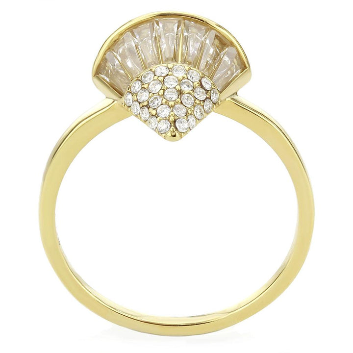 LOVCIA Gold Ion-Plated Stainless Steel Ring with Clear AAA CZ Stone - Buy stylish Rings for women - Shop latest Ring design - Trendy Rings - Unique fashion Rings - Find the perfect Ring