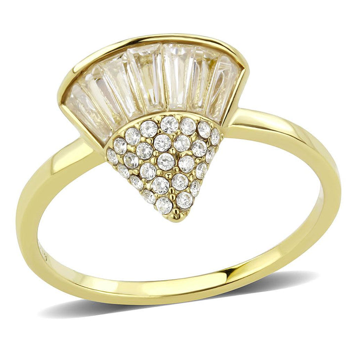 LOVCIA Gold Ion-Plated Stainless Steel Ring with Clear AAA CZ Stone - Buy stylish Rings for women - Shop latest Ring design - Trendy Rings - Unique fashion Rings - Find the perfect Ring