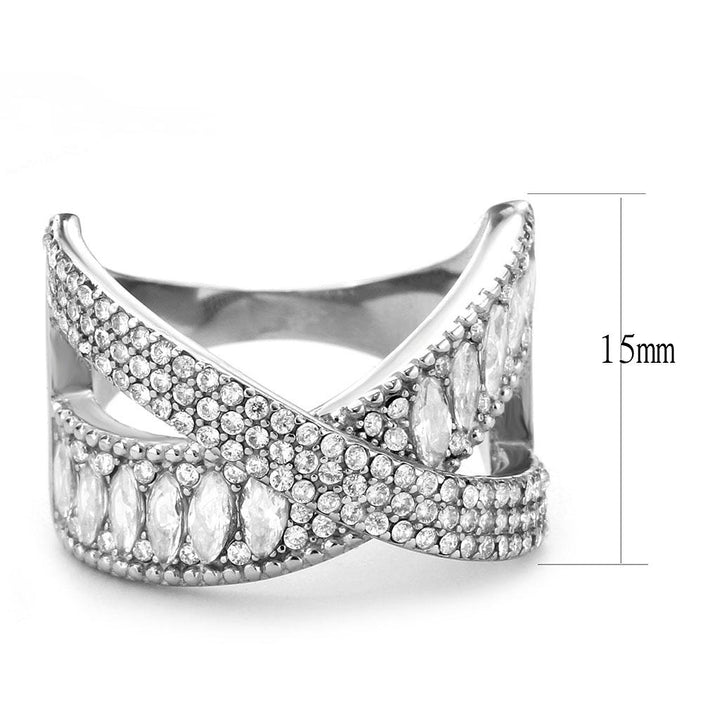 LOVCIA Stainless Steel Ring with Clear AAA Grade Cubic Zirconia, High Polish Finish - Buy stylish Rings for women - Shop latest Ring design - Trendy Rings - Unique fashion Rings - Find the perfect Ring