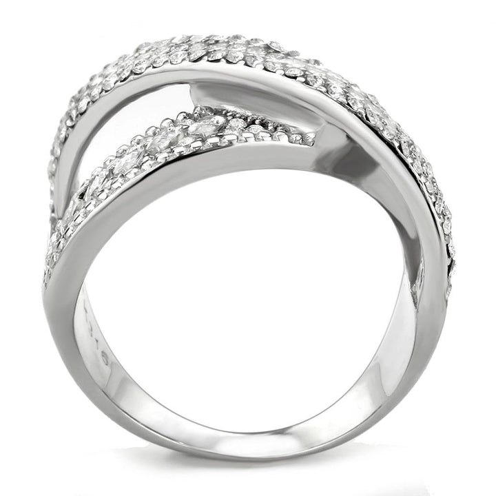 LOVCIA Stainless Steel Ring with Clear AAA Grade Cubic Zirconia, High Polish Finish - Buy stylish Rings for women - Shop latest Ring design - Trendy Rings - Unique fashion Rings - Find the perfect Ring