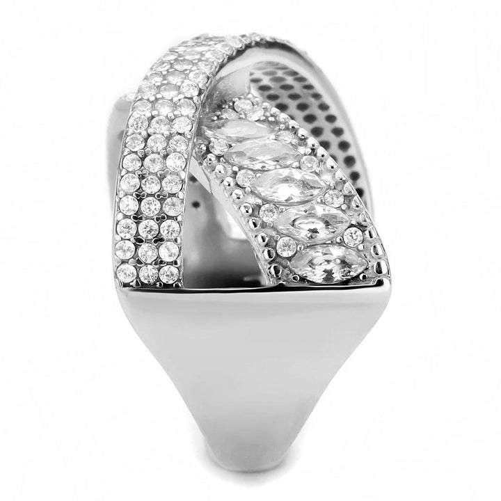 LOVCIA Stainless Steel Ring with Clear AAA Grade Cubic Zirconia, High Polish Finish - Buy stylish Rings for women - Shop latest Ring design - Trendy Rings - Unique fashion Rings - Find the perfect Ring