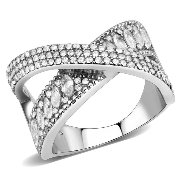 LOVCIA Stainless Steel Ring with Clear AAA Grade Cubic Zirconia, High Polish Finish - Buy stylish Rings for women - Shop latest Ring design - Trendy Rings - Unique fashion Rings - Find the perfect Ring