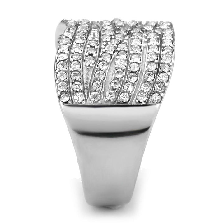 LOVCIA Polished Stainless Steel Ring with Clear AAA Grade Cubic Zirconia - Buy stylish Rings for women - Shop latest Ring design - Trendy Rings - Unique fashion Rings - Find the perfect Ring