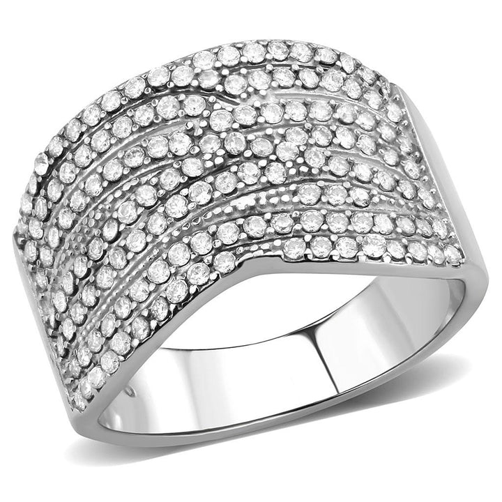 LOVCIA Polished Stainless Steel Ring with Clear AAA Grade Cubic Zirconia - Buy stylish Rings for women - Shop latest Ring design - Trendy Rings - Unique fashion Rings - Find the perfect Ring