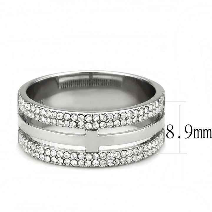 LOVCIA High Shine Stainless Steel Ring with Clear AAA Grade Cubic Zirconia - Buy stylish Rings for women - Shop latest Ring design - Trendy Rings - Unique fashion Rings - Find the perfect Ring