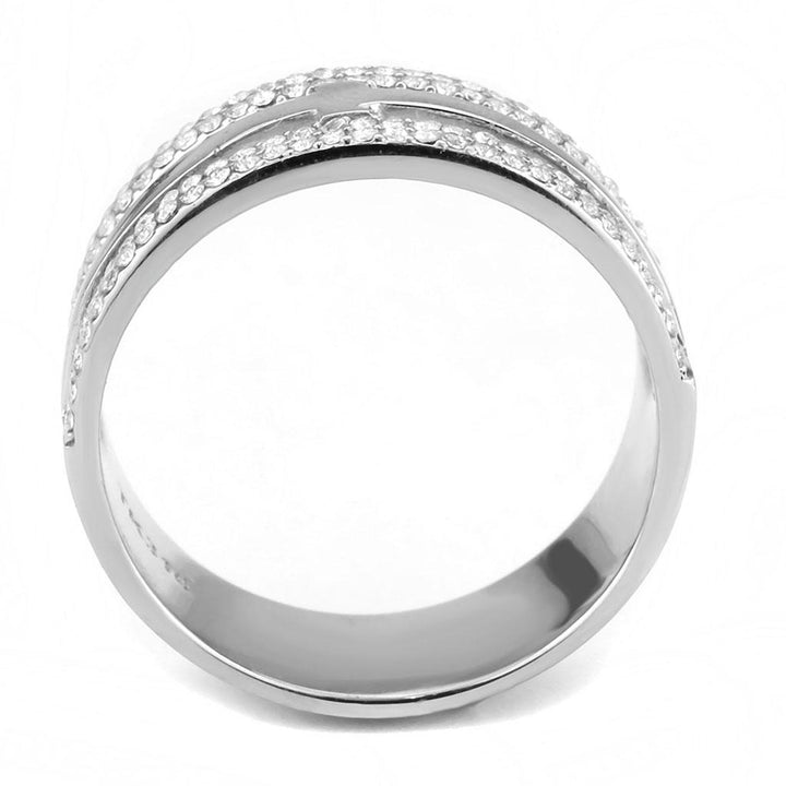 LOVCIA High Shine Stainless Steel Ring with Clear AAA Grade Cubic Zirconia - Buy stylish Rings for women - Shop latest Ring design - Trendy Rings - Unique fashion Rings - Find the perfect Ring