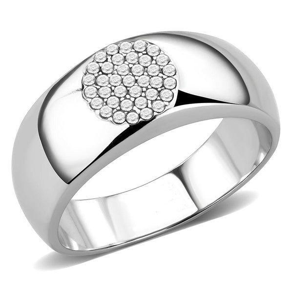 LOVCIA Stainless Steel Ring with High Polish Finish and Clear AAA Grade CZ Stone - Buy stylish Rings for women - Shop latest Ring design - Trendy Rings - Unique fashion Rings - Find the perfect Ring