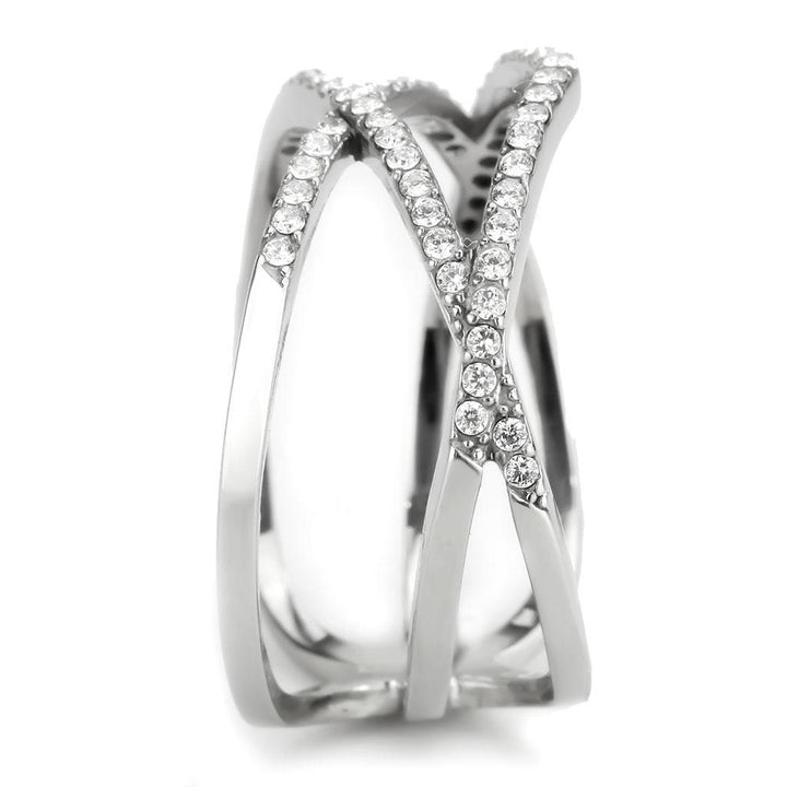 LOVCIA High Shine Stainless Steel Ring with Clear AAA Grade CZ Stone - Buy stylish Rings for women - Shop latest Ring design - Trendy Rings - Unique fashion Rings - Find the perfect Ring