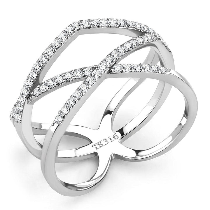 LOVCIA High Shine Stainless Steel Ring with Clear AAA Grade CZ Stone - Buy stylish Rings for women - Shop latest Ring design - Trendy Rings - Unique fashion Rings - Find the perfect Ring