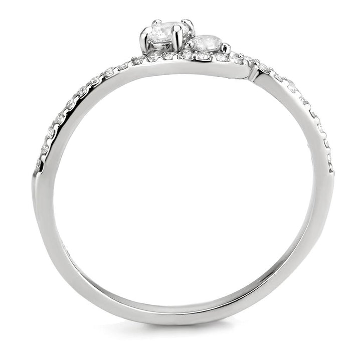 LOVCIA Stainless Steel High Polish Ring with Clear AAA CZ Stone - Buy stylish Rings for women - Shop latest Ring design - Trendy Rings - Unique fashion Rings - Find the perfect Ring