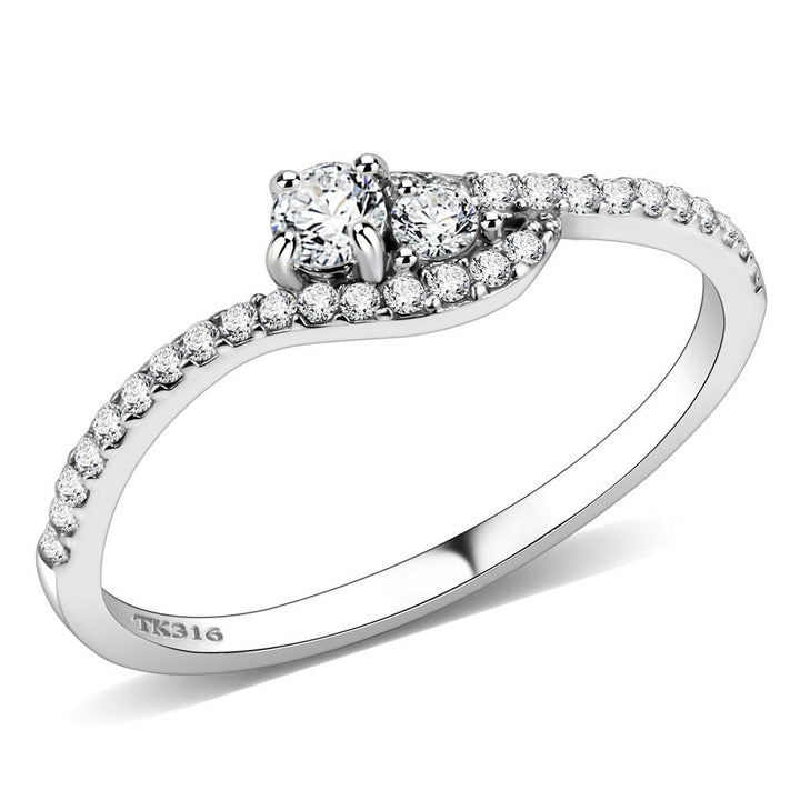 LOVCIA Stainless Steel High Polish Ring with Clear AAA CZ Stone - Buy stylish Rings for women - Shop latest Ring design - Trendy Rings - Unique fashion Rings - Find the perfect Ring