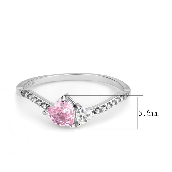 LOVCIA Sleek Stainless Steel Ring with Rose AAA Grade CZ Stone - Buy stylish Rings for women - Shop latest Ring design - Trendy Rings - Unique fashion Rings - Find the perfect Ring