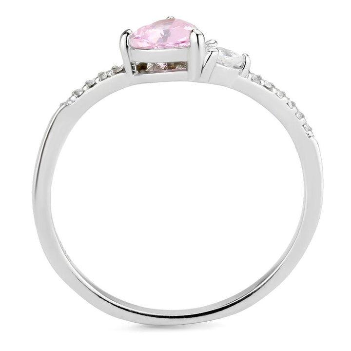 LOVCIA Sleek Stainless Steel Ring with Rose AAA Grade CZ Stone - Buy stylish Rings for women - Shop latest Ring design - Trendy Rings - Unique fashion Rings - Find the perfect Ring