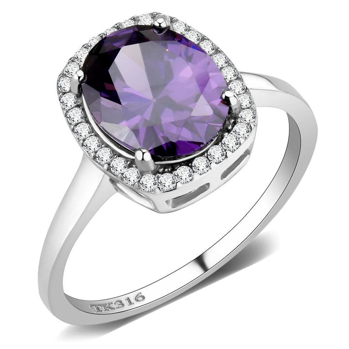 LOVCIA Stainless Steel Ring with High Polish and AAA Amethyst Cubic Zirconia - Buy stylish Rings for women - Shop latest Ring design - Trendy Rings - Unique fashion Rings - Find the perfect Ring