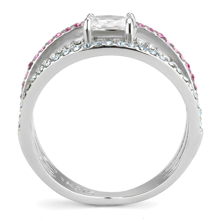 LOVCIA Stainless Steel Ring with Multi-Color AAA Grade CZ and High Polish Finish - Buy stylish Rings for women - Shop latest Ring design - Trendy Rings - Unique fashion Rings - Find the perfect Ring