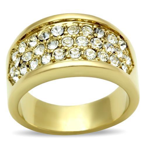 LOVCIA Ion Plated Gold Brass Ring with Clear Top Grade Crystal - Buy stylish Rings for women - Shop latest Ring design - Trendy Rings - Unique fashion Rings - Find the perfect Ring