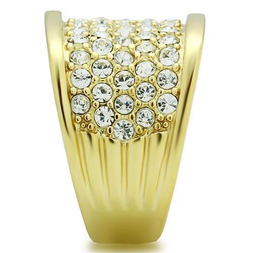 LOVCIA Ion Plating Gold Brass Ring with Clear Top Grade Crystal - Buy stylish Rings for women - Shop latest Ring design - Trendy Rings - Unique fashion Rings - Find the perfect Ring