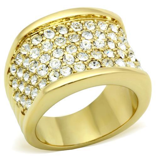 LOVCIA Ion Plating Gold Brass Ring with Clear Top Grade Crystal - Buy stylish Rings for women - Shop latest Ring design - Trendy Rings - Unique fashion Rings - Find the perfect Ring