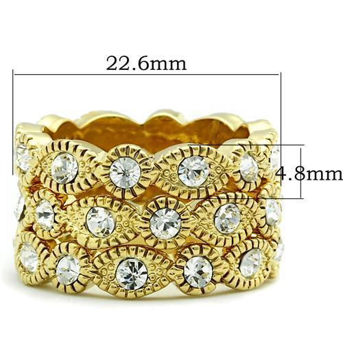 LOVCIA Gold Ion Plated Brass Ring with Premium Clear Crystal - Buy stylish Rings for women - Shop latest Ring design - Trendy Rings - Unique fashion Rings - Find the perfect Ring