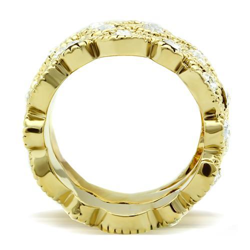 LOVCIA Gold Ion Plated Brass Ring with Premium Clear Crystal - Buy stylish Rings for women - Shop latest Ring design - Trendy Rings - Unique fashion Rings - Find the perfect Ring