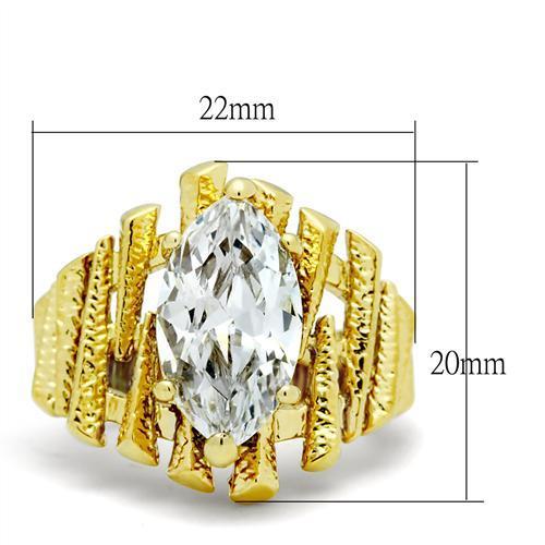 LOVCIA Gold Ion Plated Brass Ring with Clear AAA Grade CZ Stone - Buy stylish Rings for women - Shop latest Ring design - Trendy Rings - Unique fashion Rings - Find the perfect Ring