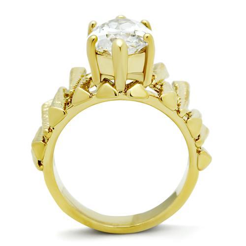 LOVCIA Gold Ion Plated Brass Ring with Clear AAA Grade CZ Stone - Buy stylish Rings for women - Shop latest Ring design - Trendy Rings - Unique fashion Rings - Find the perfect Ring