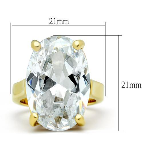 LOVCIA Ion Plated Gold Brass Ring with Clear AAA CZ Stone - Buy stylish Rings for women - Shop latest Ring design - Trendy Rings - Unique fashion Rings - Find the perfect Ring