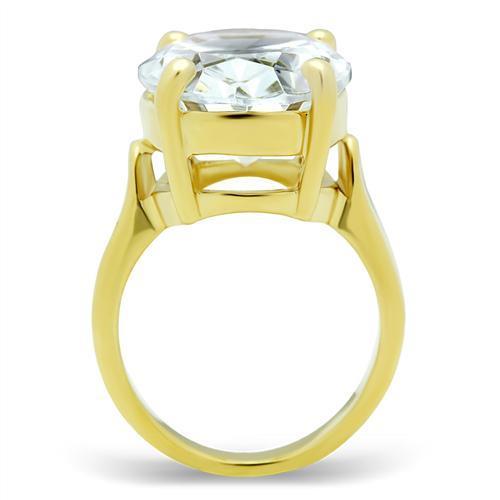 LOVCIA Ion Plated Gold Brass Ring with Clear AAA CZ Stone - Buy stylish Rings for women - Shop latest Ring design - Trendy Rings - Unique fashion Rings - Find the perfect Ring