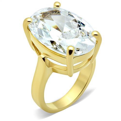 LOVCIA Ion Plated Gold Brass Ring with Clear AAA CZ Stone - Buy stylish Rings for women - Shop latest Ring design - Trendy Rings - Unique fashion Rings - Find the perfect Ring