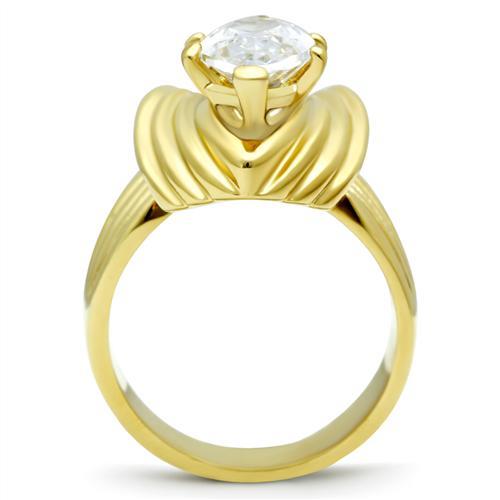 LOVCIA Ion Plated Gold Brass Ring with Clear AAA Grade Cubic Zirconia - Buy stylish Rings for women - Shop latest Ring design - Trendy Rings - Unique fashion Rings - Find the perfect Ring