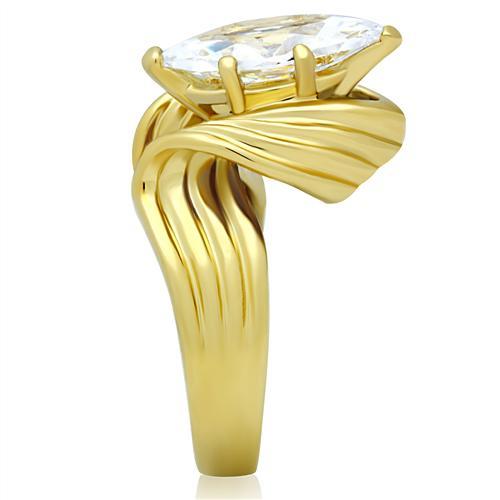 LOVCIA Ion Plated Gold Brass Ring with Clear AAA Grade Cubic Zirconia - Buy stylish Rings for women - Shop latest Ring design - Trendy Rings - Unique fashion Rings - Find the perfect Ring