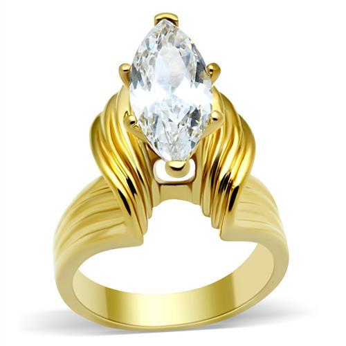 LOVCIA Ion Plated Gold Brass Ring with Clear AAA Grade Cubic Zirconia - Buy stylish Rings for women - Shop latest Ring design - Trendy Rings - Unique fashion Rings - Find the perfect Ring