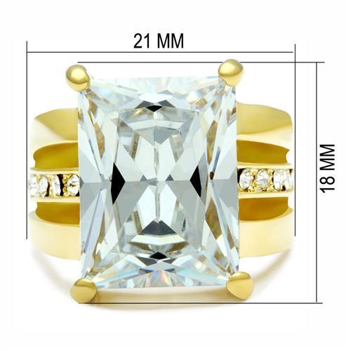 LOVCIA Gold Ion Plated Brass Ring with Clear AAA Grade CZ Stone - Buy stylish Rings for women - Shop latest Ring design - Trendy Rings - Unique fashion Rings - Find the perfect Ring