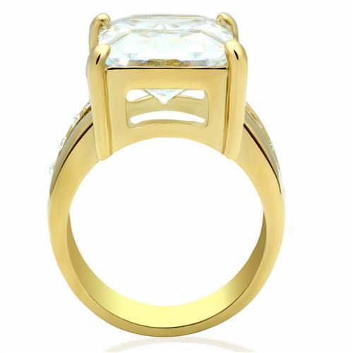 LOVCIA Gold Ion Plated Brass Ring with Clear AAA Grade CZ Stone - Buy stylish Rings for women - Shop latest Ring design - Trendy Rings - Unique fashion Rings - Find the perfect Ring