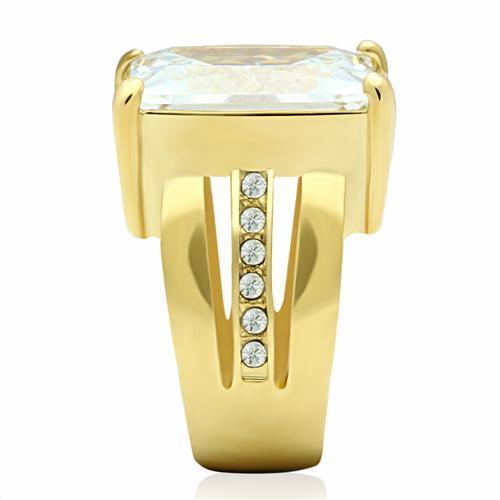 LOVCIA Gold Ion Plated Brass Ring with Clear AAA Grade CZ Stone - Buy stylish Rings for women - Shop latest Ring design - Trendy Rings - Unique fashion Rings - Find the perfect Ring