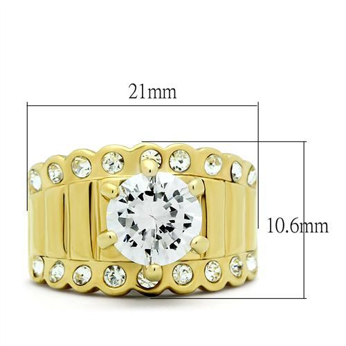 LOVCIA Ion Plated Gold Brass Ring with Clear AAA Grade CZ Stone - Buy stylish Rings for women - Shop latest Ring design - Trendy Rings - Unique fashion Rings - Find the perfect Ring